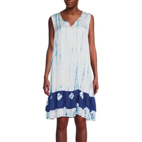 NWT Area Stars‎ Blue Malta Tie Dye A Line Dress Size Medium - Picture 1 of 8
